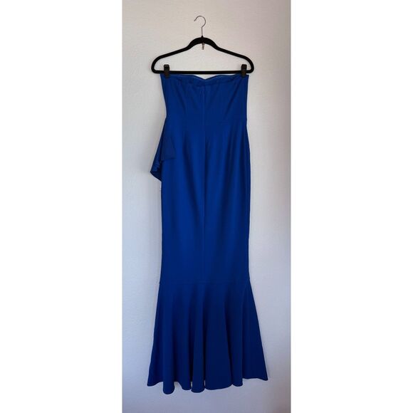 NWT Dress the Population Paris Ruffle Strappy or Strapless Gown in Electric Blue - Picture 7 of 14